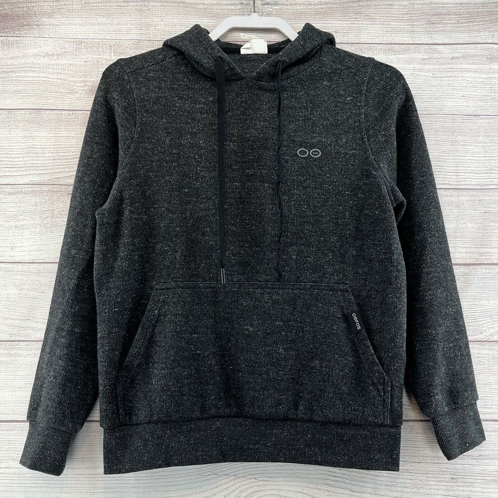 OOFOS Sweatshirt Women's Size M Dark Charcoal‎ Gray OOMY Knit Hoodie Luxurious